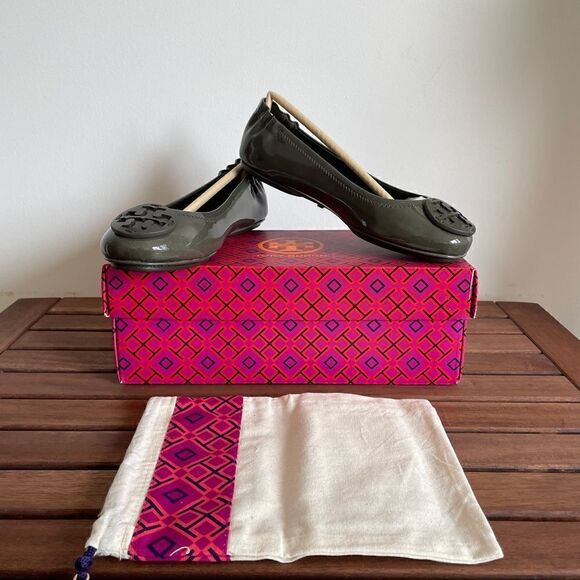 Tory Burch Minnie Ballet Travel Leather Flats Moss Women Size 5.5(141368)$228 - Picture 12 of 15